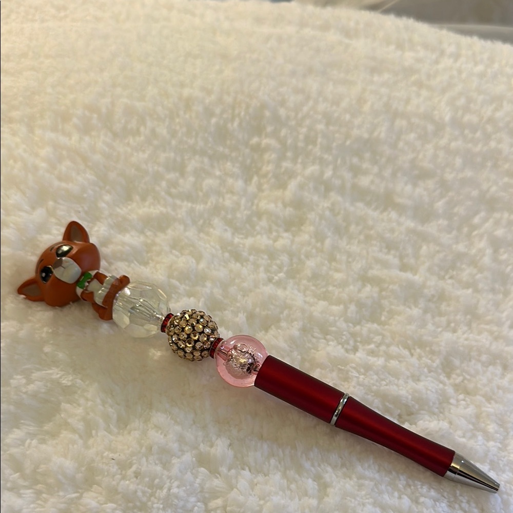 Red Pen with Cute Animal Topper